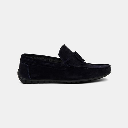 Erkek Lacivert Bağcık Detaylı Süet Loafer