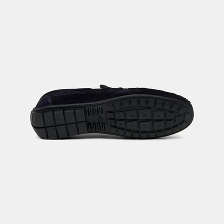Erkek Lacivert Bağcık Detaylı Süet Loafer