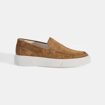 Erkek Taba Kalın Beyaz Tabanlı Süet Loafer