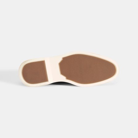 Erkek Kahve Klasik Beyaz Tabanlı Deri Loafer