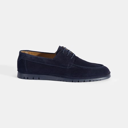 Erkek Lacivert Bağcıklı Süet Günlük Loafer