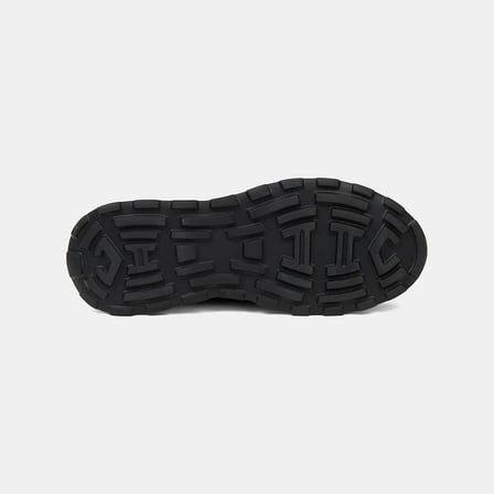 Erkek Siyah Lastik Bağcıklı Kalın Tabanlı Deri Sneaker