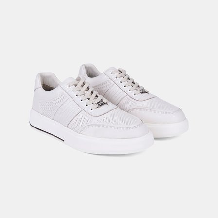 Erkek Kırık Beyaz DesaComfort Bağcıklı Beyaz Tabanlı Deri Sneaker