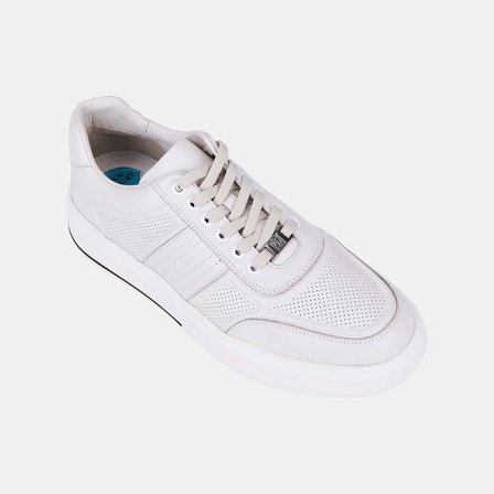 Erkek Kırık Beyaz DesaComfort Bağcıklı Beyaz Tabanlı Deri Sneaker
