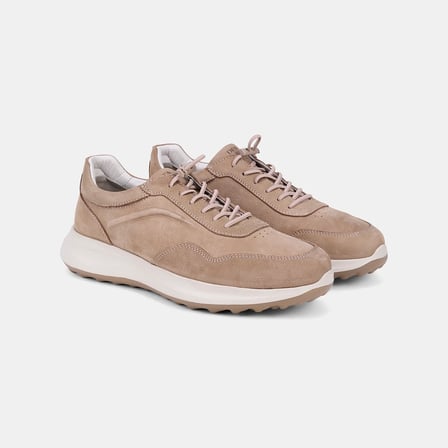 Erkek Vizon DesaComfort Bağcıklı Deri Sneaker
