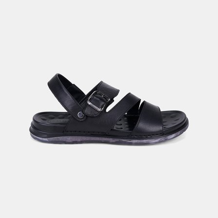 Erkek Siyah DesaComfort Tokalı Deri Sandalet