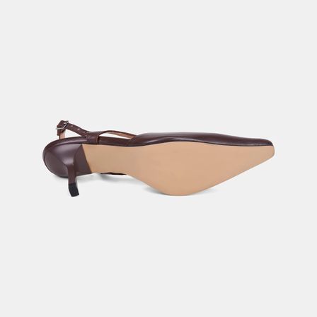 Kadın Koyu Kahve Tokalı Sivri Burunlu Deri Stiletto