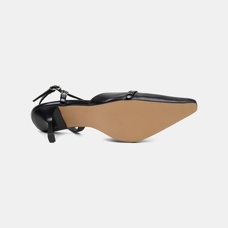 Kadın Siyah Slingback Sivri Burunlu İnce Topuklu Deri Stiletto