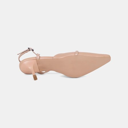 Kadın Ten Slingback Sivri Burunlu İnce Topuklu Deri Stiletto