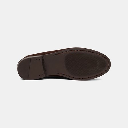 Kadın Koyu Kahve Metal Aksesuarlı Süet Loafer