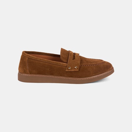 Kadın Taba Zımba Detaylı Süet Loafer