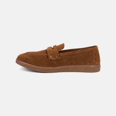Kadın Taba Zımba Detaylı Süet Loafer
