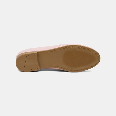 Kadın Pembe Metal Gold Toka Aksesuarlı Deri Loafer
