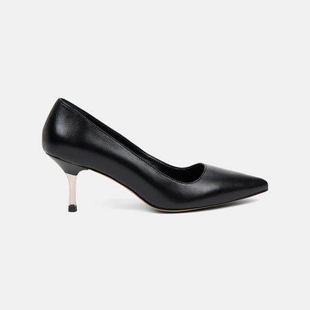 Kadın Siyah Sivri Burunlu Deri Stiletto
