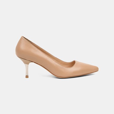 Kadın Ten Sivri Burunlu Deri Stiletto