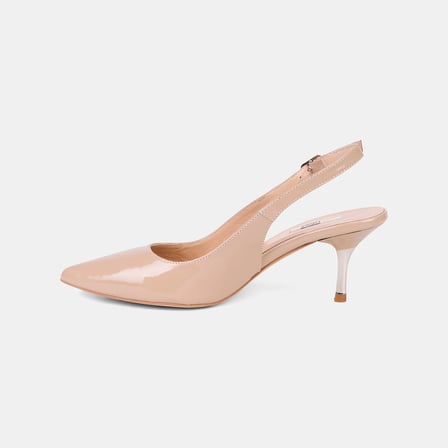 Kadın Ten Slingback Sivri Burunlu Rugan Deri Stiletto