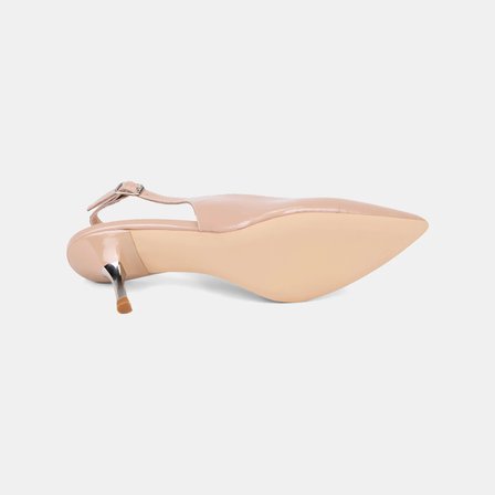 Kadın Ten Slingback Sivri Burunlu Rugan Deri Stiletto