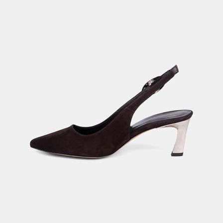 Kadın Acı Kahve Slingback Sivri Burunlu Süet Stiletto