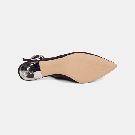 Kadın Acı Kahve Slingback Sivri Burunlu Süet Stiletto