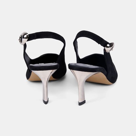 Kadın Siyah Slingback Sivri Burunlu Süet Stiletto