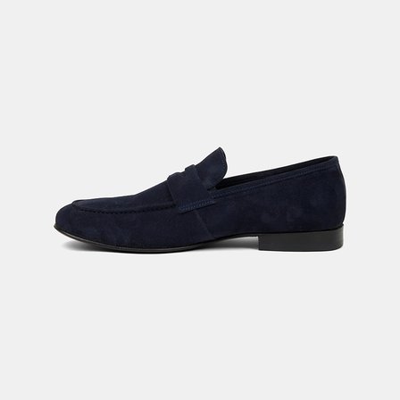 Erkek Lacivert Klasik Süet Loafer