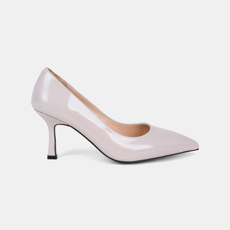 Kadın Bej Sivri Burunlu Klasik Rugan Deri Stiletto
