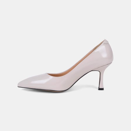 Kadın Bej Sivri Burunlu Klasik Rugan Deri Stiletto