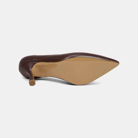 Kadın Kahve Sivri Burunlu Klasik Deri Stiletto