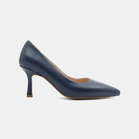 Kadın Lacivert Sivri Burunlu Klasik Deri Stiletto