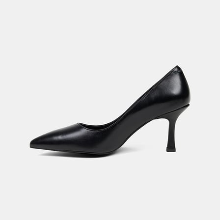 Kadın Siyah Sivri Burunlu Klasik Deri Stiletto