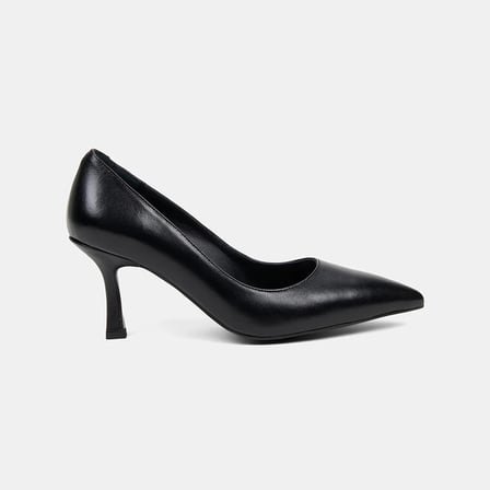 Kadın Siyah Sivri Burunlu Klasik Deri Stiletto