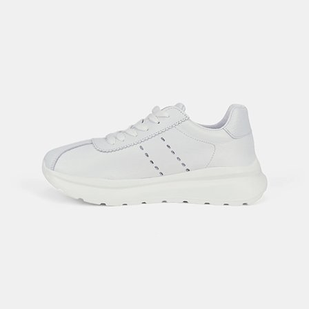 Kadın Beyaz Bağcıklı Kalın Tabanlı Deri Sneaker