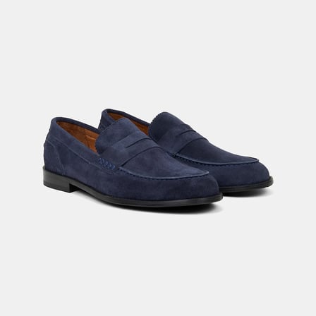 Erkek Lacivert Klasik Süet Deri Loafer
