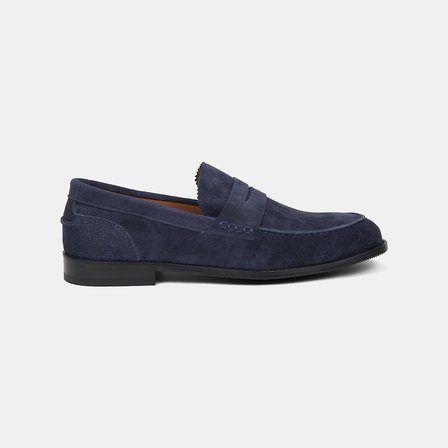 Erkek Lacivert Klasik Süet Deri Loafer