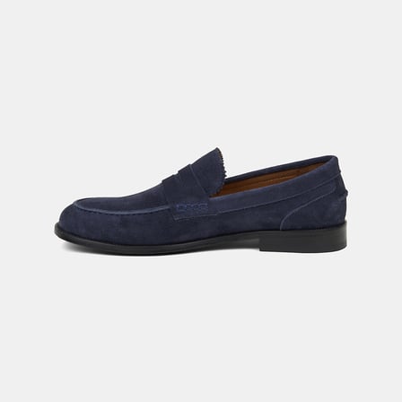 Erkek Lacivert Klasik Süet Deri Loafer