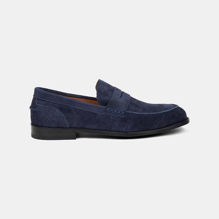 Erkek Lacivert Klasik Süet Deri Loafer