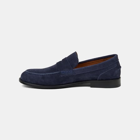 Erkek Lacivert Klasik Süet Deri Loafer