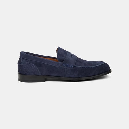 Erkek Lacivert Klasik Süet Deri Loafer