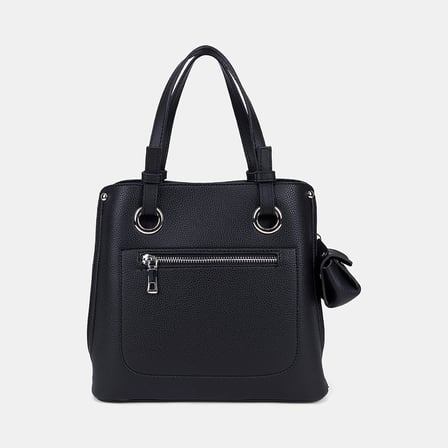 Kadın Siyah Mini Charm Aksesuarlı El Çantası