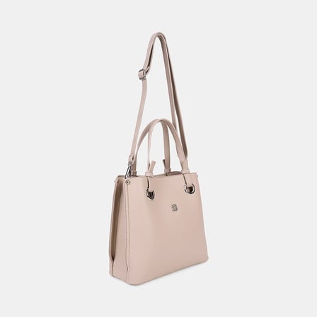 Kadın Bej Mini Charm Aksesuarlı El Çantası