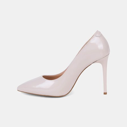 Kadın Bej Sivri Burunlu Klasik Rugan Deri Stiletto
