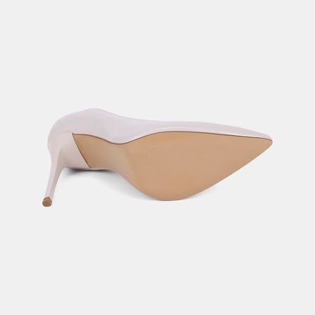 Kadın Bej Sivri Burunlu Klasik Rugan Deri Stiletto