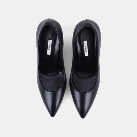 Kadın Siyah Sivri Burunlu Klasik Deri Stiletto