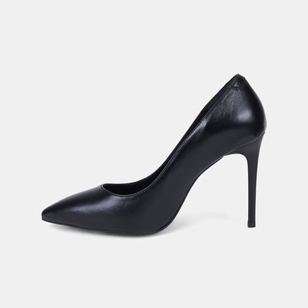 Kadın Siyah Sivri Burunlu Klasik Deri Stiletto