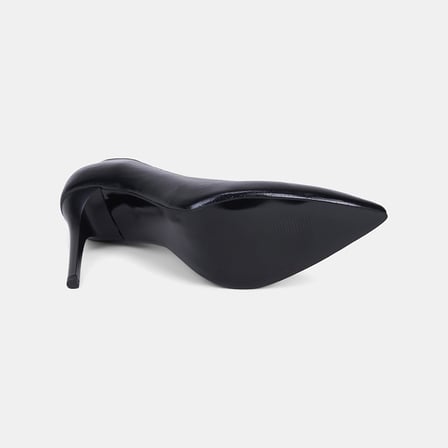 Kadın Siyah Sivri Burunlu Klasik Deri Stiletto