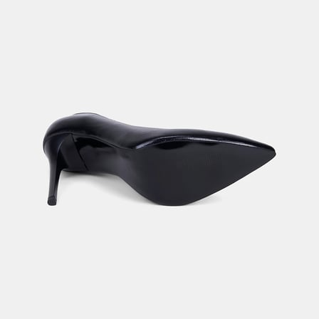 Kadın Siyah Sivri Burunlu Klasik Deri Stiletto