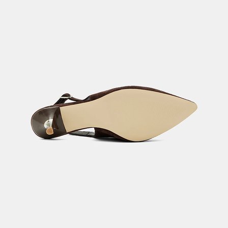 Kadın Koyu Kahve Kroko Desenli Sivri Burunlu Süet Stiletto