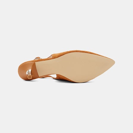 Kadın Turuncu Kroko Desenli Sivri Burunlu Süet Stiletto