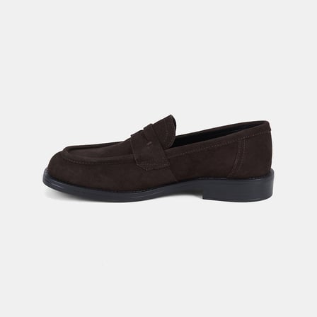 Kadın Koyu Kahve Bant Detaylı Süet Deri Loafer