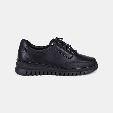 Kadın Siyah DesaComfort Lastik Bağcıklı Günlük Deri Sneaker